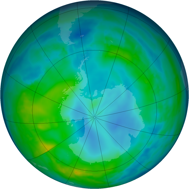 Antarctic ozone map for 16 May 2014